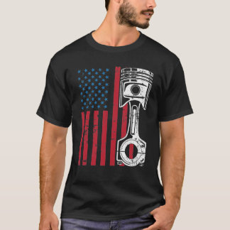 Patriotic American Flag Pistole Muscle Car Vintag T-Shirt