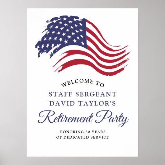 Patriotic American Flag Retirement Party Willkomme Poster (Vorne)