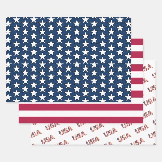 Patriotic American Flag Star Streifen Red White Bl Geschenkpapier Set (Set)