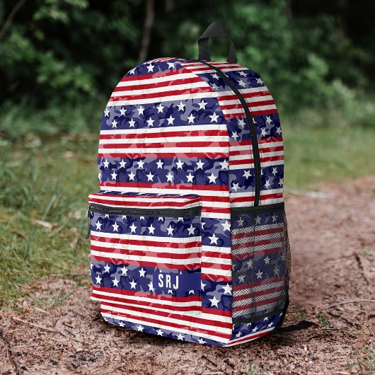 Patriotic American Flag Stars Stripes Camouflage Bedruckter Rucksack