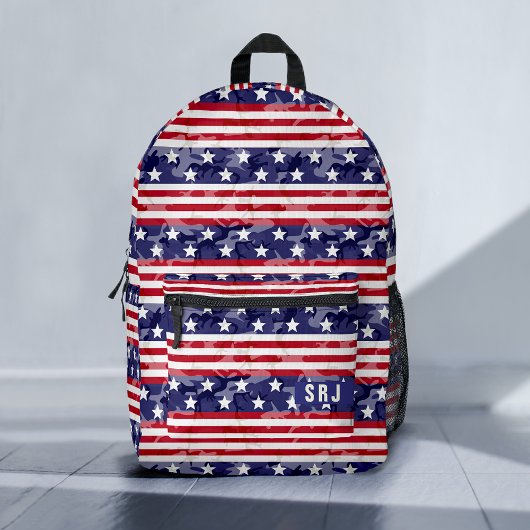 Patriotic American Flag Stars Stripes Camouflage Bedruckter Rucksack