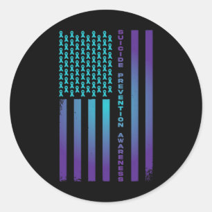 Patriotic American Flag Suicide Prevention Awar Runder Aufkleber
