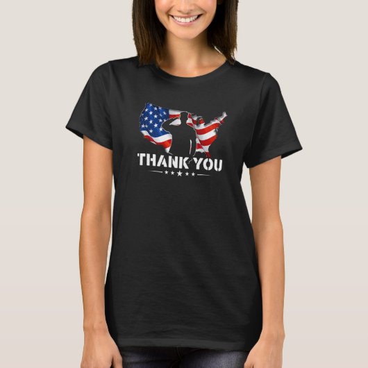 Patriotic American Flag Thank You For Your Service T-Shirt (Vorderseite)