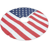 Patriotic American Flag Tree Skirt Polyester Weihnachtsbaumdecke (Schrägansicht)