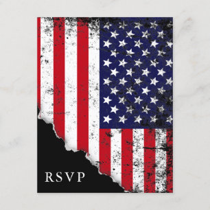 Patriotic American Flag UAWG Response RSVP Karte