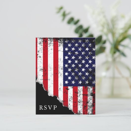 Patriotic American Flag UAWG Response RSVP Karte (Stehend Vorderseite)