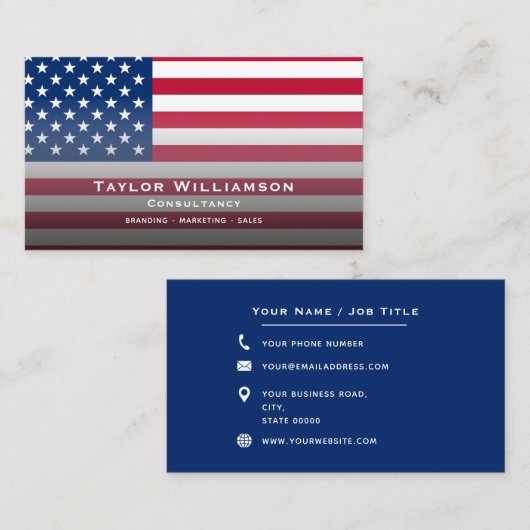 Patriotic American Flag USA America Veteran Simple Visitenkarte (Vorne/Hinten)