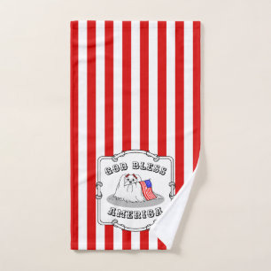 Patriotic American Flag USA Maltese Dog - Niedlich Badhandtuch Set