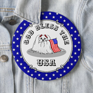 Patriotic American Flag USA Maltese Dog - Niedlich Button