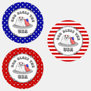 Patriotic American Flag USA Maltese Dog - Niedlich Etiketten