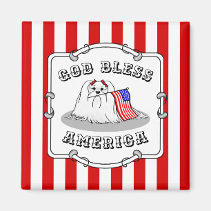 Patriotic American Flag USA Maltese Dog - Niedlich Magnet