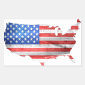 Patriotic American Flag USA Map Rechteckiger Aufkleber (Vorderseite)