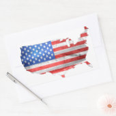 Patriotic American Flag USA Map Rechteckiger Aufkleber (Umschlag)