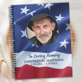 Patriotic American Flag Veteran Funeral Guestbook Notizblock