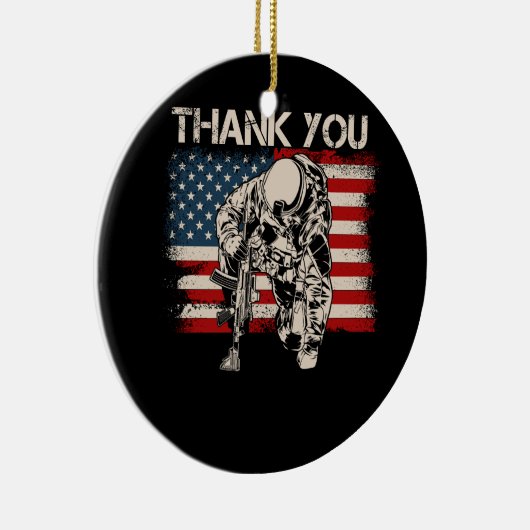 Patriotic American Flag Vielen Dank Veteran Indepe Keramik Ornament (Rechts)