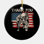Patriotic American Flag Vielen Dank Veteran Indepe Keramik Ornament (Vorne)
