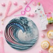 Patriotic American Flag Wave Pappteller (Party)