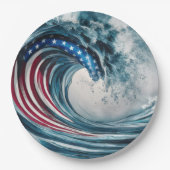 Patriotic American Flag Wave Pappteller (Vorderseite)
