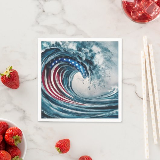 Patriotic American Flag Wave Serviette (Beispiel)