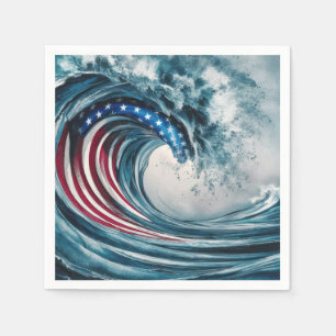 Patriotic American Flag Wave Serviette