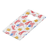 Patriotic American Flags Red Lobsters Beers Stars Geldbeutel Flaschenöffner (Rückseite Schrägansicht)