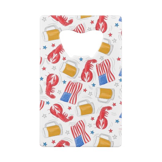 Patriotic American Flags Red Lobsters Beers Stars Geldbeutel Flaschenöffner (Rückseite)