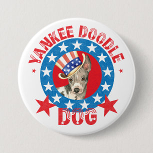 Patriotic American Hairless Terrier Magnet Button