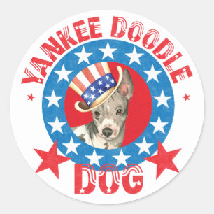 Patriotic American Hairless Terrier Runder Aufkleber