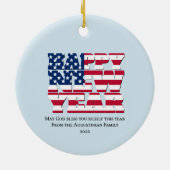 Patriotic American HAPPY NEW YEAR 2026 Keramik Ornament (Hinten)