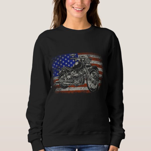 Patriotic American Motorrad Rider Gift US Flag B Sweatshirt (Vorderseite)