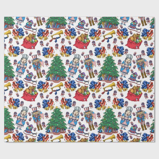 Patriotic American Nutcracker Pattern Geschenkpapier (Flach)