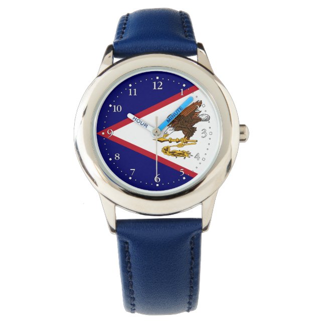 Patriotic American Samoa Flag Watch Armbanduhr (Vorderseite)