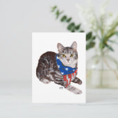 Patriotic American Shorthair Tabby Cat Postkarte (Stehend Vorderseite)