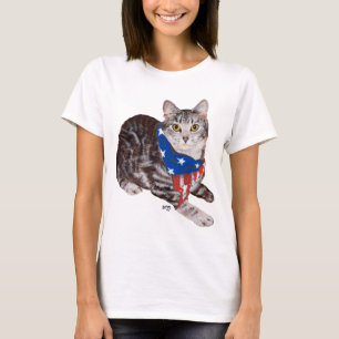 Patriotic American Shorthair Tabby Cat T-Shirt