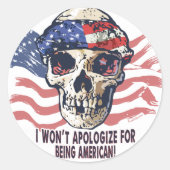 Patriotic American Skull Runder Aufkleber (Vorderseite)
