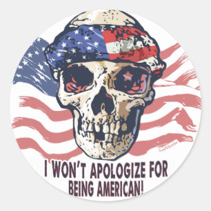 Patriotic American Skull Runder Aufkleber