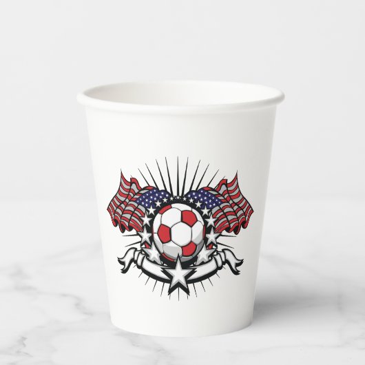 Patriotic American Soccer Design USA Flag Football Pappbecher (Vorderseite)