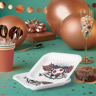 Patriotic American Soccer Design USA Flag Football Pappteller