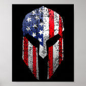 Patriotic American Spartan Warrior Usa Flag Helmet Poster (Vorne)