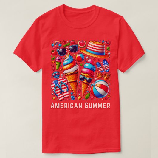 Patriotic American Summer Amerikanische Unabhängig T-Shirt (Design vorne)