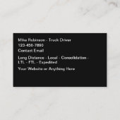 Patriotic American Truck Driver Shipping Service Visitenkarte (Rückseite)