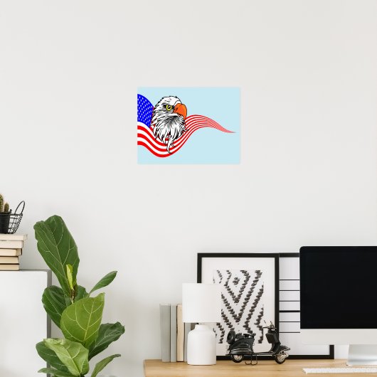 Patriotic American USA Flag Bald Adler art Poster (Heimbüro)