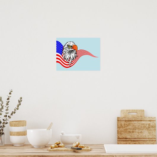 Patriotic American USA Flag Bald Adler art Poster (Küche)