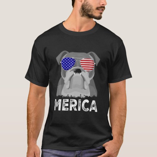 Patriotic American USA Flag Funny Merica English B T-Shirt (Vorderseite)