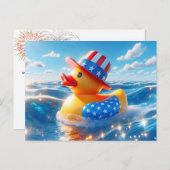 Patriotic American Yellow Rubber Duck Postkarte (Vorne/Hinten)