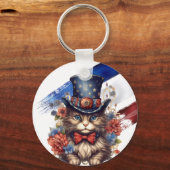 Patriotic Americana Cat Schlüsselanhänger (Vorderseite)