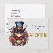 Patriotic Americana Cat Vote Postkarte (Vorne/Hinten)