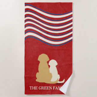 Patriotic Americana Golden Retriever Beach Towel Strandtuch