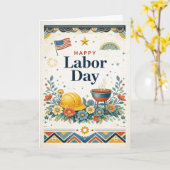 Patriotic Americana Happy Labor Day Karte (Gelbe Blume)