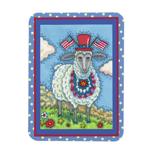 PATRIOTIC AMERIKANISCHE UNABHÄNGIGKEITSTAG SHEEP, MAGNET (Vertikal)
